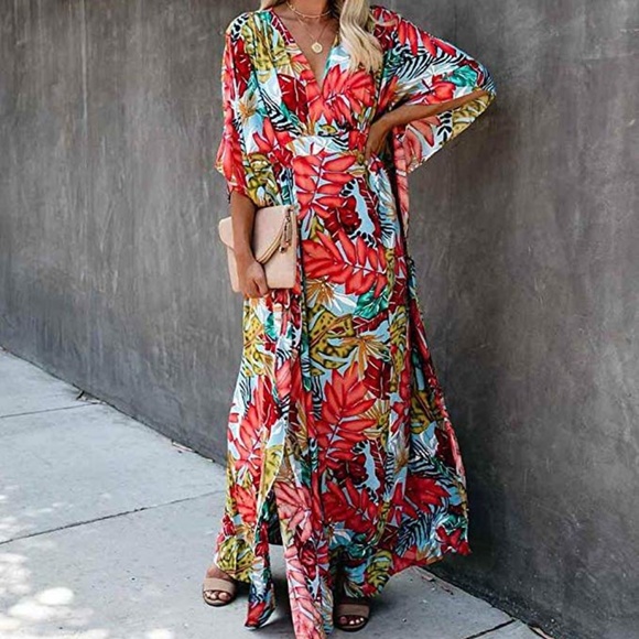 Dresses & Skirts - Tropical Print kimono Cover ups robe Floral Print